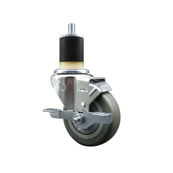 3.5'' Gray Poly Swivel 1-7/8'' Expanding Stem Caster with Brake